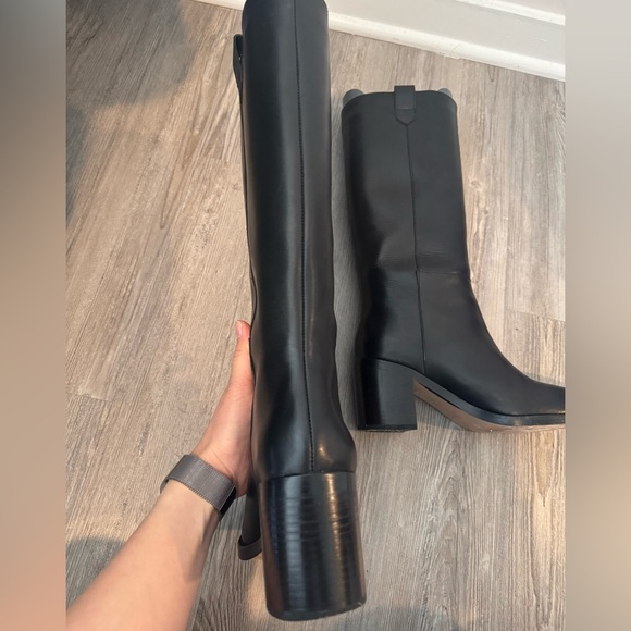 J. Crew Black Stack-heeled Leather Riding Boots - Picture 8 of 10